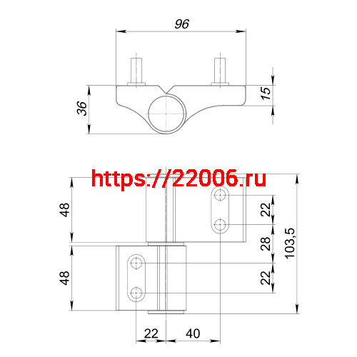 Петля Punto (Пунто) дверная IN-U2B1-120-2 RAL 9016 фото 3