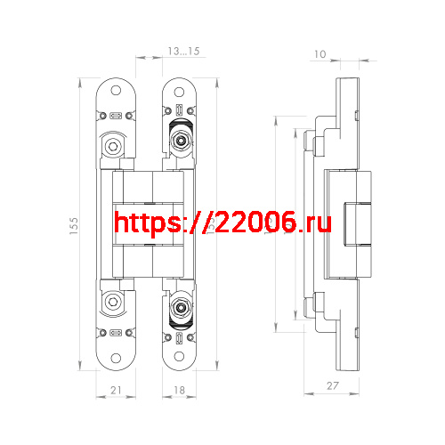 Петля Armadillo (Армадилло) скрытой установки U3D2400.VPG SC мат. хром TECH фото 4