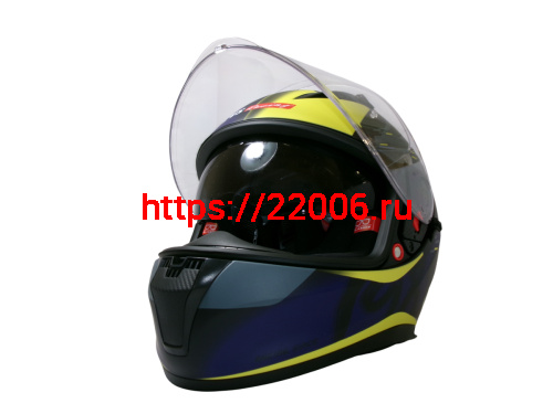 Шлем TVS RACING (Индия) STREET D/V DULL BLACK M.BLUE размер XL, + пинлок в комплекте, очки фото 7