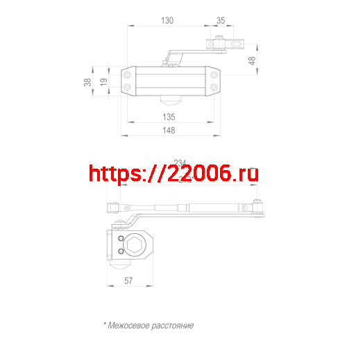 Доводчик Fuaro (Фуаро) дверной DC20-2 (DC-202) BR до 45 кг (коричневый) фото 3