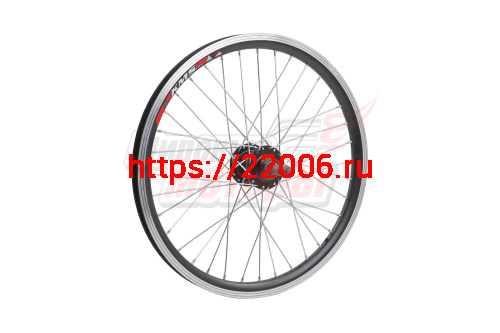 Обод 20" 2-х слойный (алюм.) задний в сборе с втулкой под диск на 6 болтов, под трещетку, черный