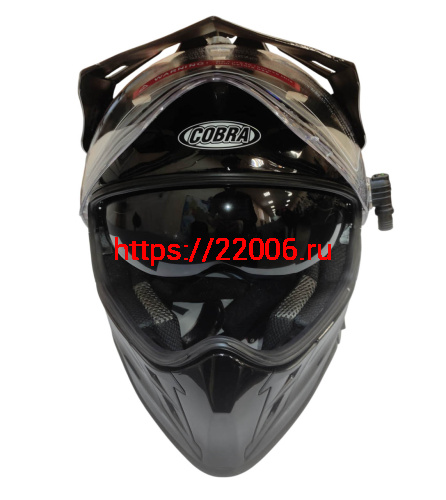 Шлем кроссовый со стеклом (туринг) СНЕГОХОДНЫЙ COBRA EC H331, черный, с ПОДОГРЕВОМ ВИЗОРА, размер XL фото 3