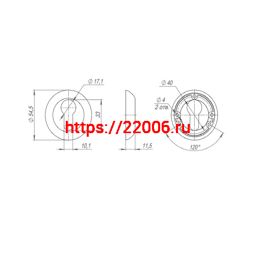 Накладка Punto (Пунто) под цилиндр ET.R.TL54 (ET TL) SSC-16 сатинированный хром фото 3