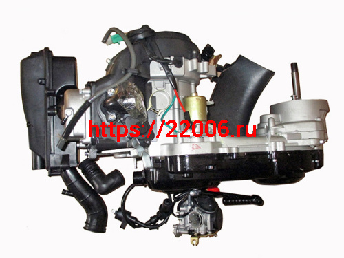 Двигатель 80cм3 139QMB база под 12" колесо, длинная ось (фильтр., катуш.заж., карбюратор)