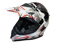 Шлем кроссовый "Safelead" HF-116 MATT BLACK белый Q158R размер M  NEW