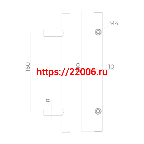 Ручка-скоба Ajax (Аякс) мебельная MB-H-005-160 мм SS нерж. фото 2