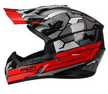 Мотошлем 801 серо-красный (L)