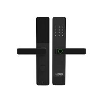 Замок врезной электронный к с ручкой Hogo P02 полуавтомат с отпечатком пальца, черный