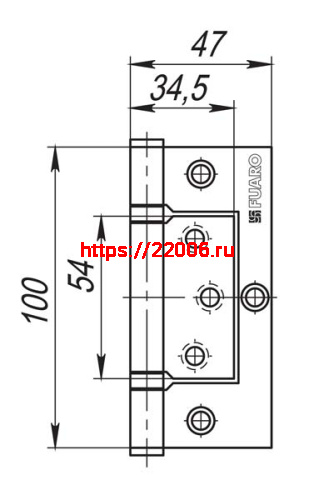 Петля Fuaro (Фуаро) универсальная без врезки IN4300W PB (300-2BB 100x2,5) латунь фото 3 Петля Fuaro (Фуаро) универсальная без врезки IN4300W PB (300-2BB 100x2,5) латунь фото 3