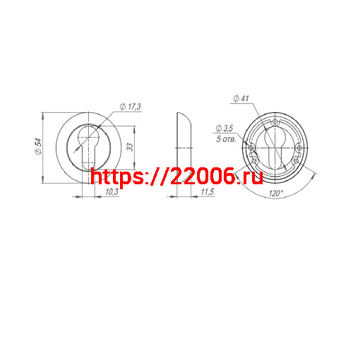 Накладка Ajax (Аякс) под цилиндр ET.R.JR54 (ET JR) BL-24 черный фото 3