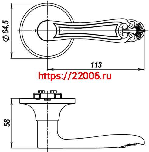 Ручка Fuaro (Фуаро) защелка DK637/BL СР-Е (637/BL СР-Е) (кл/фик.) хром фото 2