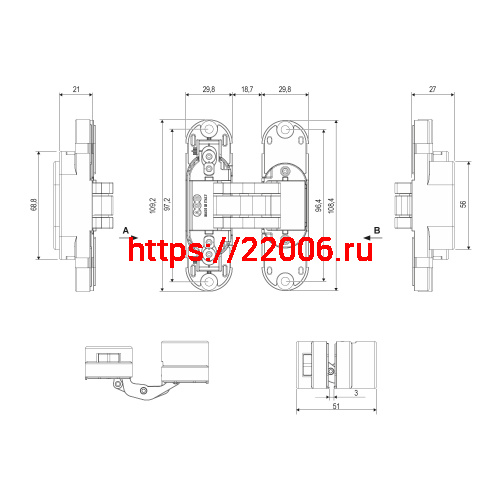 E30200.85.22 (бронза) петля AGB (АГБ) ECLIPSE 2.2 (4 накладки в комплекте) фото 2