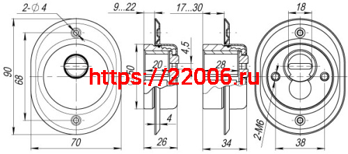 Броненакладка Armadillo (Армадилло) на ЦМ/сквозн. крепл. (от вырывания, 33 мм) ET/ATC-Protector 2-33GP-2 Золото фото 3