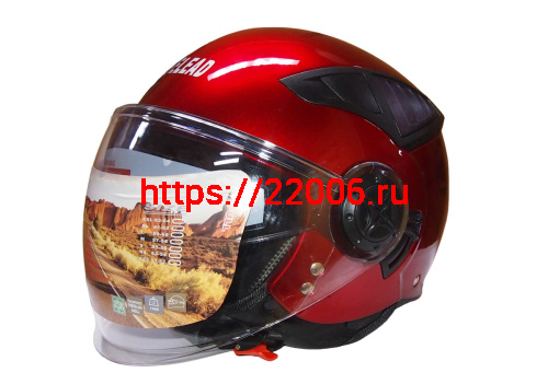 Шлем открытый "Safelead" HF-256  "колобки с доп. стеклом" красный L