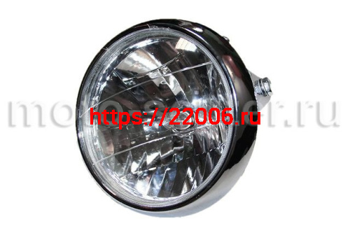 Фара в сборе круглая хром мопед две лампы (лампа + габарит) Дельта, Альфа, Орион Фара в сборе круглая хром мопед две лампы (лампа + габарит) Дельта, Альфа, Орион