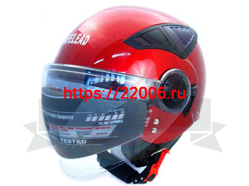 Шлем открытый "Safelead" HF-256  "колобки с доп. стеклом" красный L фото 5