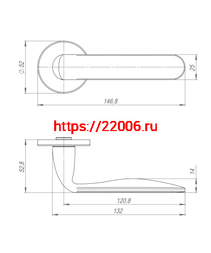 Ручка Punto (Пунто) раздельная R.ARC.R52.EXTRA CP-8 хром ТРОСИК фото 4