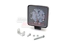 Фара светодиодная 27W 9 диодов SMD, 20мм квадрат. мет. корпус, ближний свет (Flood)