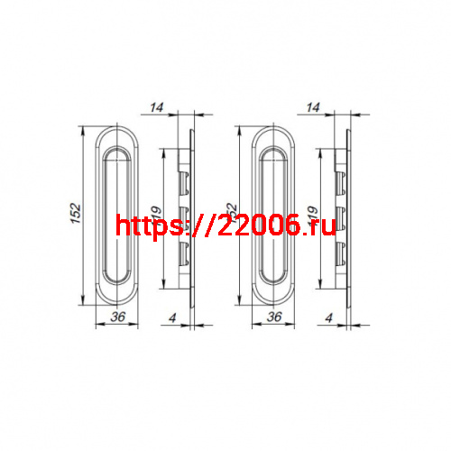 Ручка Punto (Пунто) для раздвижных дверей SH.SL152.010 (Soft LINE SL-010) SN матовый никель фото 3