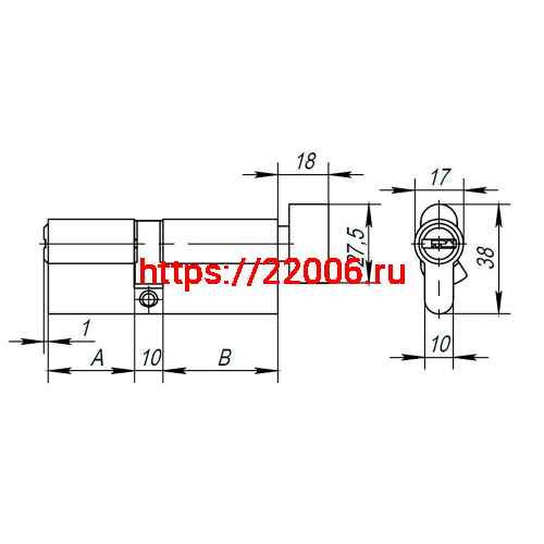 Цилиндровый Ajax (Аякс) механизм (AX202/90) AX2002Knob90 (40+10+40) CP хром с вертушкой фото 3