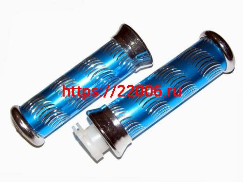 Ручки руля декоративные синие (ручка газа + левая)