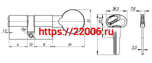 Цилиндровый Fuaro (Фуаро) механизм (D-PRO502/90) D-PRO5002Knob90(40+10+40) CP хром 5Key фото 3