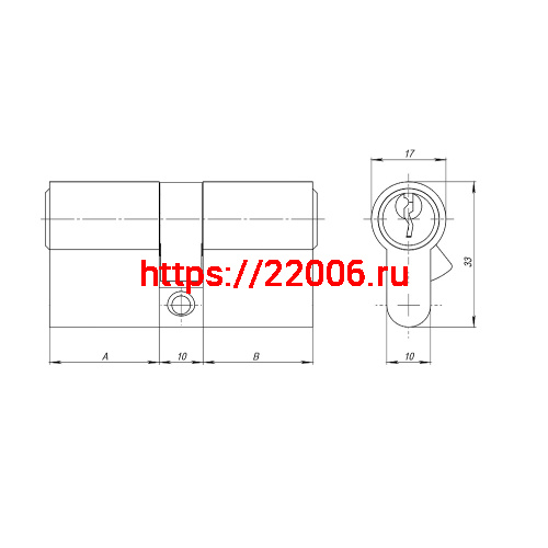 Цилиндровый Ajax (Аякс) механизм (AZ100/80) AZ1000Key80 (30+10+40) CP хром фото 3