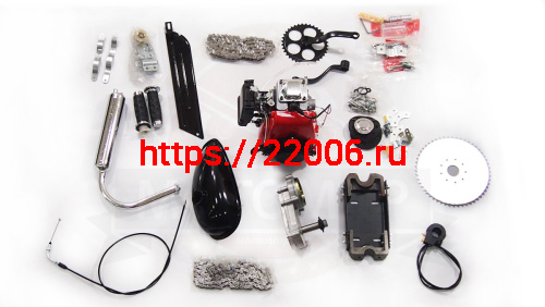 Двигатель Веломотор 4х тактный (цепной редуктор) (КОМПЛЕКТ для установки)