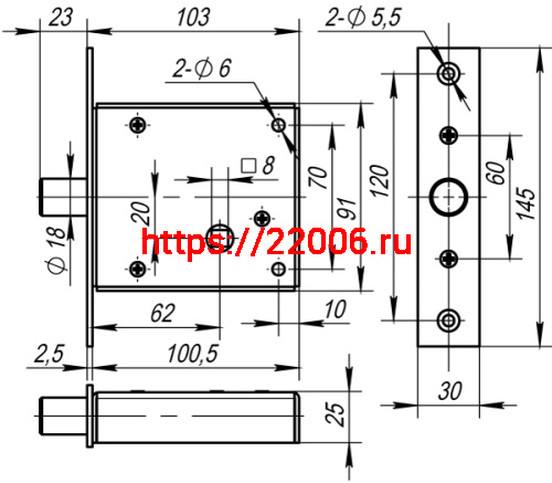 Задвижка Fuaro (Фуаро) врезная ML-PRO/620 фото 2