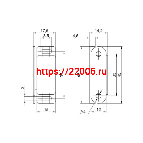 Защелка Ajax (Аякс) магнитная пластиковая ZLM15х45 WH белый фото 2