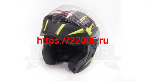 Шлем модуляр COBRA JK902, черно/зеленый(6), с очками, размер M фото 4