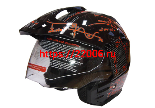 Шлем открытый 3/4 COBRA JK521, белый с серым(3), черный с графикой(2), размеры M