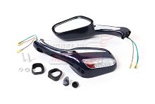 Зеркала (070) пласт.Каплевидные объемные синие, поворотник (плоский разъем)