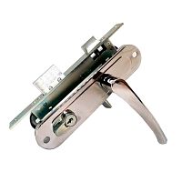 Замок Absolyute (Абсолют) врезной цилиндровый с защёлкой в комплекте с ручкой ЗВ4-70/07 (хром лак), 4 кл.